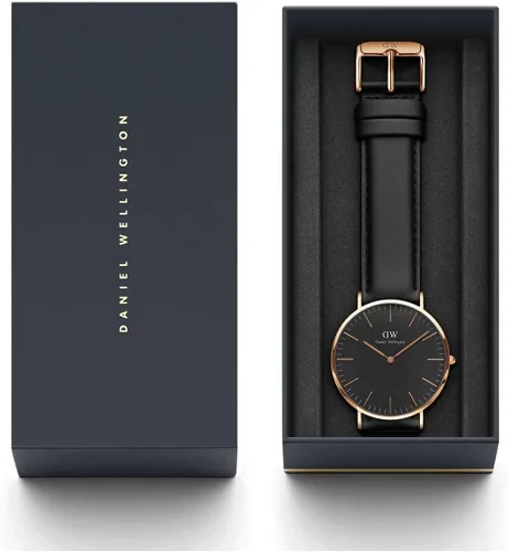 Miniatura 8 de Daniel Wellington Reloj clásico para hombre - Caja de 1.417 in - 1.575 in, movimiento de cuarzo japonés, correa de cuero, resistente al agua, reloj