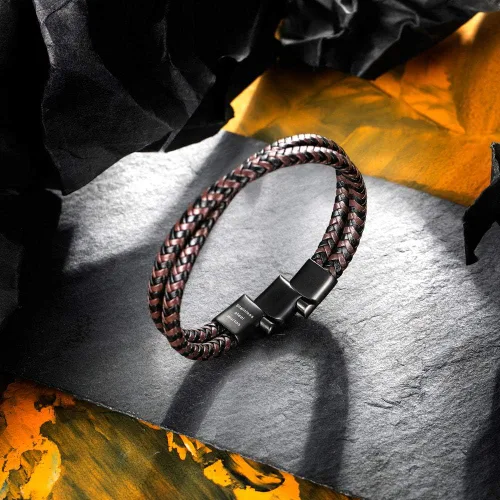 Miniatura 4 de Murtoo - Pulsera de cuero trenzado para hombre, color marrón y negro