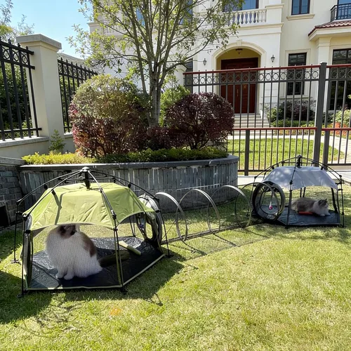 Miniatura 2 de Catio Outdoor Cat Enclosure Cat Tent with 2 Doors, Waterproof & Portable, Mesh Wall, Connectable to Play Tunnels,Indoor/Outdoor Cats Enclosed