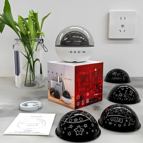 Miniatura 6 de Colorful Life Proyector de estrellas de luz nocturna para niños con caja de música, 5 películas, luz giratoria de galaxia, lámpara de guardería
