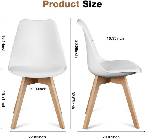 Miniatura 6 de OLIXIS Juego de 8 sillas de comedor, sillas modernas de mediados de siglo para cocina con patas de madera y cojín de cuero sintético PU para sala