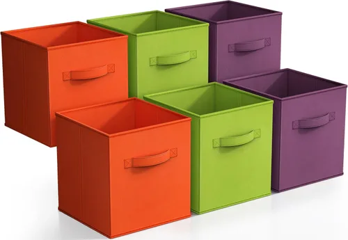 Miniatura 9 de Sorbus Cubos de Almacenamiento Plegables - 6 Cestas de Tela para Organizar Despensa, Estante, Caja de Juguetes, Cubículo, Organizador de Armario