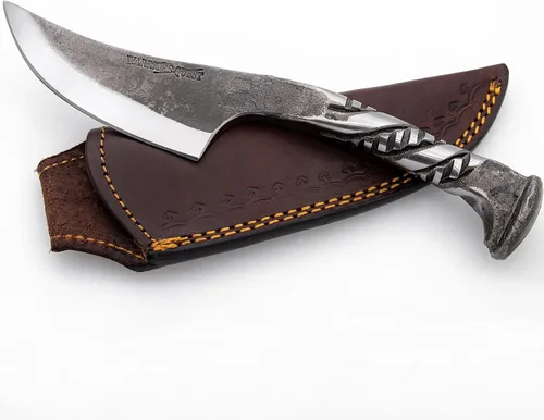 Miniatura 10 de WARRIORS QUEST™ - SideWinder Railroad Spike Knife - Cuchillo de acero al carbono forjado a mano y tratado térmicamente con funda de cuero de primera