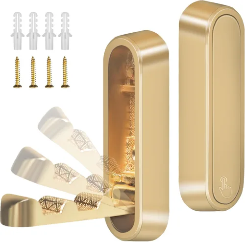 Miniatura 14 de 4 piezas de ganchos de pared dorados plegables, ganchos de pared plegables de aleación de zinc resistentes, ganchos de abrigo ocultos plegables