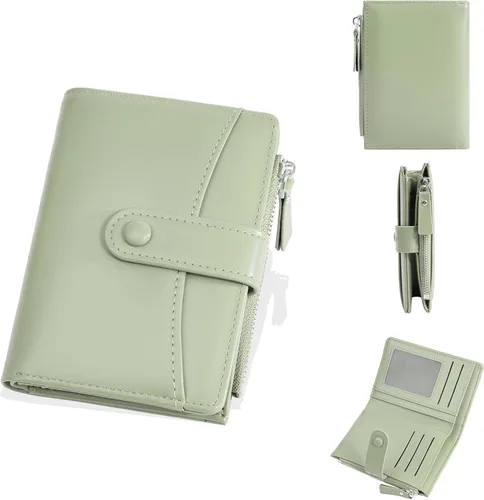 Miniatura 21 de Carteras de cuero para mujer con bloqueo RFID, billetera delgada, plegable, tarjetero con cremallera, bolsillo para monedas, ventana