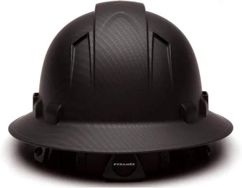 Miniatura 4 de Texas America Safety Company Casco duro RIDGELINE de ala completa con ajuste de perilla de 6 puntos y bolsa Grafito ventilado negro mate