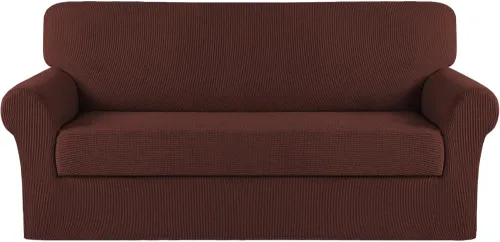 Miniatura 56 de Turquoize Fundas para sofá lavables de 2 piezas, fundas para sofá de 3 cojines, fundas elásticas para sofá con parte inferior elástica, tela