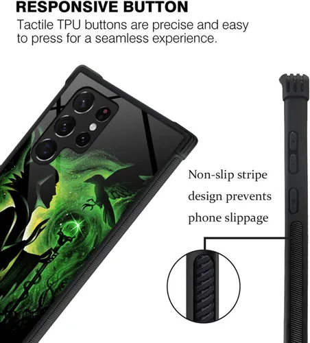 Miniatura 3 de CARLOCA Funda compatible con Samsung Galaxy S22 Ultra, diseño de dama mágica verde, ultra protección, a prueba de golpes, de silicona suave, TPU