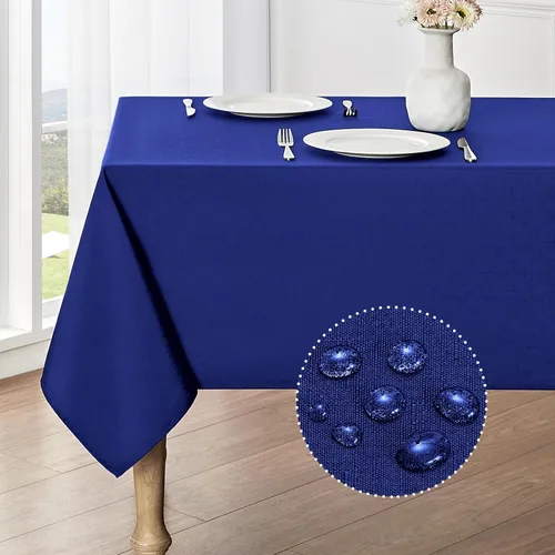 Miniatura 37 de Veblandy Mantel rectangular impermeable de 60 x 104 pulgadas, mantel texturizado de lino, resistente a las manchas y a las arrugas, lavable, mantel