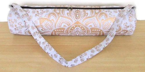 Miniatura 2 de ICC - Bolsa de transporte para yoga con mandala, dorada, color negro y dorado, con cremallera completa, para gimnasio, playa, pilates, bolsa
