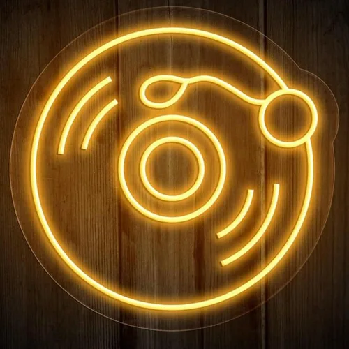 Letrero de neón de disco de vinilo – Arte de pared de música retro, arte de pared de música retro, letrero con luz LED de reproductor vintage,