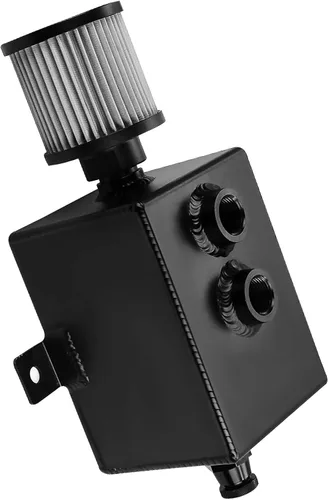 Miniatura 7 de Tanque de Captura de Aceite Universal de 1L con Deflector 10AN, Filtro de Respiración, Depósito de Aluminio en Negro