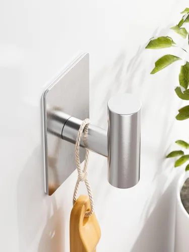 Miniatura 5 de GWAAZXGZ Ganchos para toallas para baños, paquete de 4, acabado plateado cepillado, ganchos de pared adhesivos de acero inoxidable en forma de T