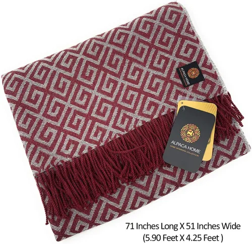 Miniatura 2 de Alpaca Home Manta geométrica de alpaca con llave griega 100% lana de alpaca bebé 5.9 pies de largo x 4.25 pies de ancho hipoalergénica