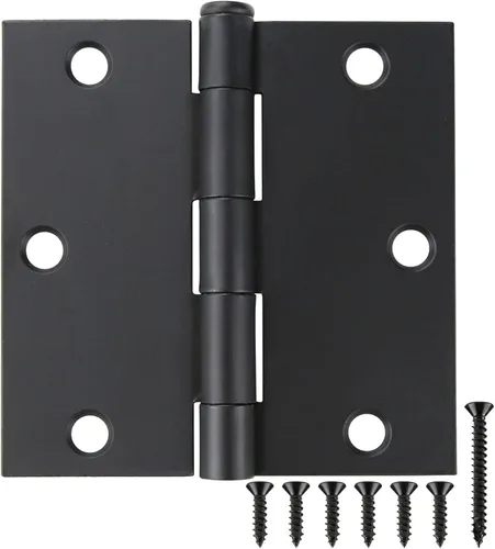 Miniatura 7 de Paquete de 30 bisagras de puerta negro mate de 3.5 x 3.5 pulgadas, bisagras de puerta interiores de 3 1/2 pulgadas para puertas, esquinas cuadradas