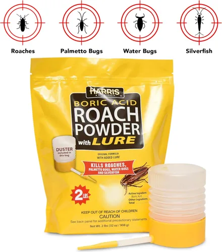 Miniatura 7 de HARRIS - Polvo mata cucarachas y lepismas de ácido bórico con señuelo, desempolvador incluido en la bolsa (32 oz)