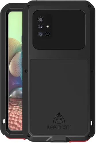 LOVE MEI Compatible con Samsung Galaxy A71 5G, resistente al agua, militar, resistente, a prueba de golpes, polvo y suciedad, aluminio híbrido, Negro