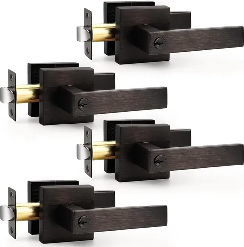 Miniatura 132 de Probrico Paquete de 4 manijas de puerta simuladas en negro mate, manijas interiores que no giran, manijas reversibles resistentes para interiores