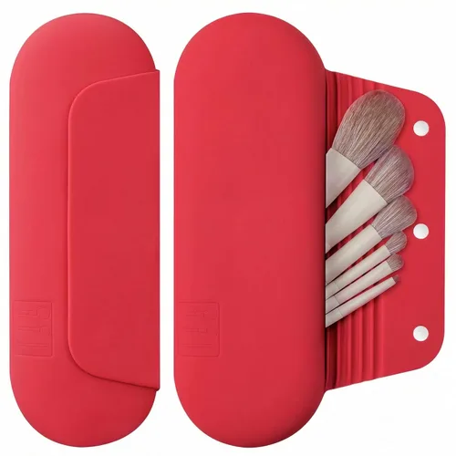 Miniatura 10 de AGIKET Soporte de silicona para brochas de maquillaje, bolsa de cosméticos de viaje: soporte suave y portátil para brochas cosméticas faciales