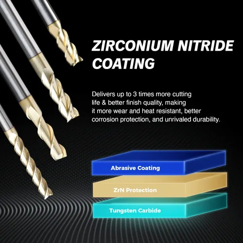 Miniatura 5 de ZahyoX 3 flautas ZrN recubierto de punta cuadrada para aluminio, broca de fresado CNC en espiral de carburo sólido, diámetro de 1/2 pulgada, vástago
