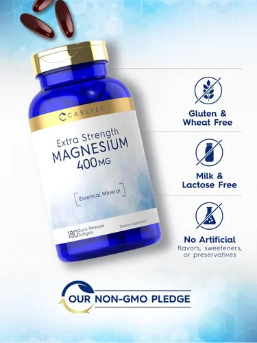 Miniatura 4 de Carlyle Óxido de magnesio 400 mg 180 cápsulas blandas Mineral esencial Suplemento sin OMG y sin gluten