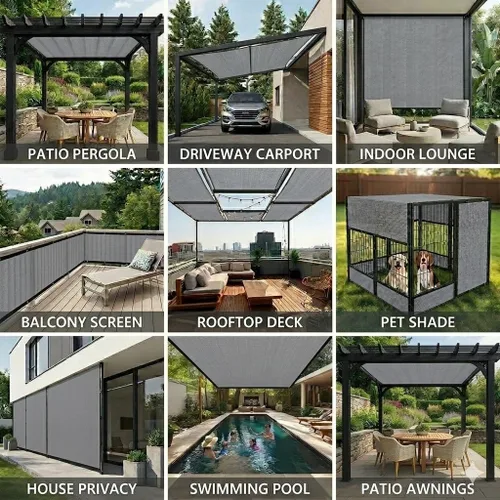 Miniatura 6 de EMERIT 90% Tela de sombra para patio, jardín, pérgola, toldo con ojales (gris, 10 x 14 pies)