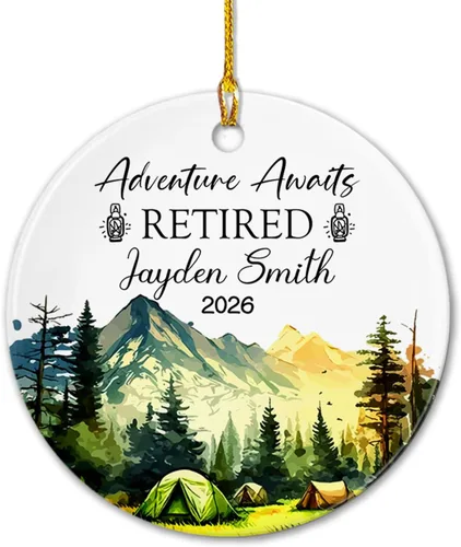 Miniatura 16 de Adorno de cerámica personalizado de jubilación Navidad 2026, A Wise Man Once Said I'm Outta Here & He Lived Happily Ever After, adorno de cerámica