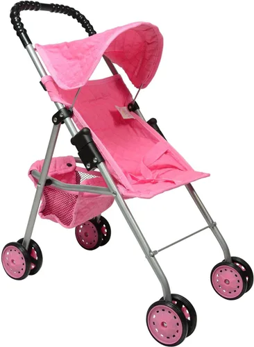 Miniatura 10 de The New York Doll Collection My First Doll Stroller con Canasta, Cochecito de Muñeca Plegable (Acolchado Rojo)