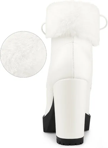 Miniatura 5 de Allegra K Botines de tacón grueso plegables con plataforma para mujer