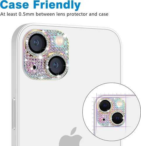 Miniatura 100 de Protector de lente de cámara diseñado para iPhone 12 Pro Max, con diamantes de imitación 3D con diamantes de imitación 9H, vidrio templado, Rosado