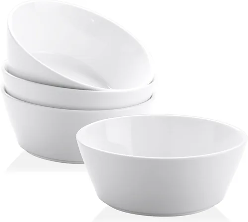 Miniatura 7 de Juego de 6 cuencos pequeños de cerámica blanca, cuencos de porcelana de 10 onzas para cocina, postre, arroz, guarnición, aperitivos, sopa, frutas