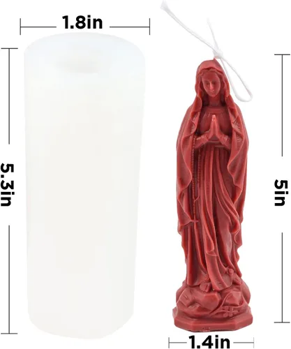Miniatura 2 de Moldes de silicona 3D con forma de Virgen María, moldes de diosa para hacer velas, resina, jabón, fundición de pastel, chocolate, moldes de yeso