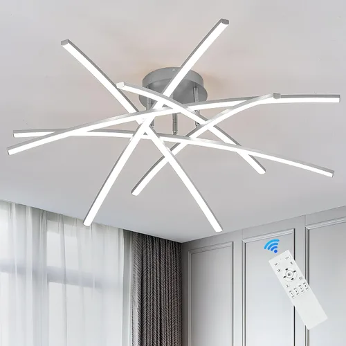 Lámpara de Techo Semiempotrada, Candelabro LED Regulable de 32.8" Luminaria de Techo Moderna Regulable con Control Remoto de 6 Luces para Sala de