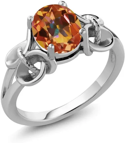Miniatura 69 de Gem Stone King Anillo de compromiso ovalado con piedra natal para mujer, plata de ley 925, ovalado de 0.354 x 0.276 in, anillo de compromiso