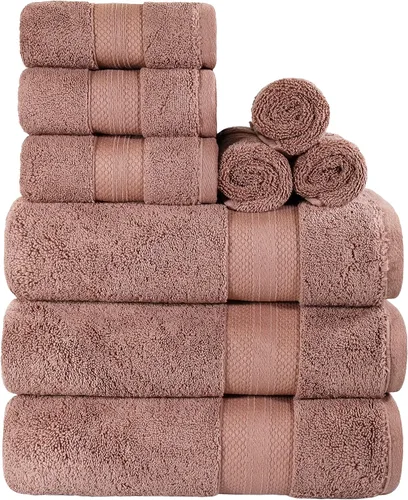 Miniatura 97 de Superior Juego de toallas de algodón turco de 9 piezas, 3 toallas de baño, 3 manos, 3 toallas faciales para el hogar, artículos esenciales de baño