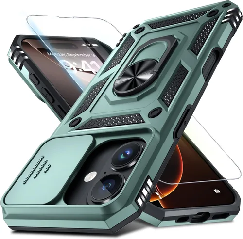 Miniatura 44 de Janmitta - Funda para iPhone 14 Pro con cubierta deslizante para lente de cámara incorporada + protector de pantalla, funda de cuerpo completo