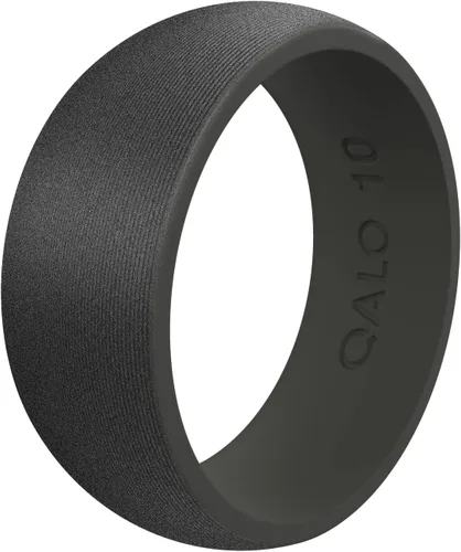 QALO Anillo de silicona de goma para hombre, satén, anillo de boda de goma de silicona, transpirable, anillo de boda duradero para hombres, 0.335 in