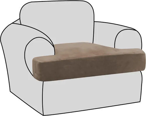 Miniatura 27 de H.VERSAILTEX Fundas de terciopelo elástico para silla con cojín en forma de T para sala de estar, funda de sofá, funda de asiento con cojín