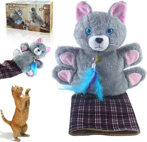 babyye Guante de lucha para gatos, acolchado resistente para un juego interactivo seguro y divertido, los amantes de las mascotas alivian el