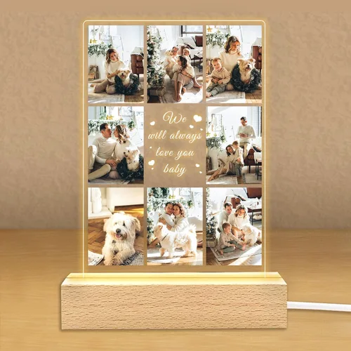 Miniatura 14 de Regalos de fotos personalizados para novio, novia, mujer, pareja, marcos de fotos personalizados, placa acrílica, luz nocturna para mejor amigo