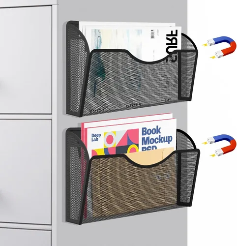 Miniatura 11 de Soporte magnético para archivos, organizador de carpetas de archivos, 1 bolsillos, estante de revistas colgante de oficina para archivadores