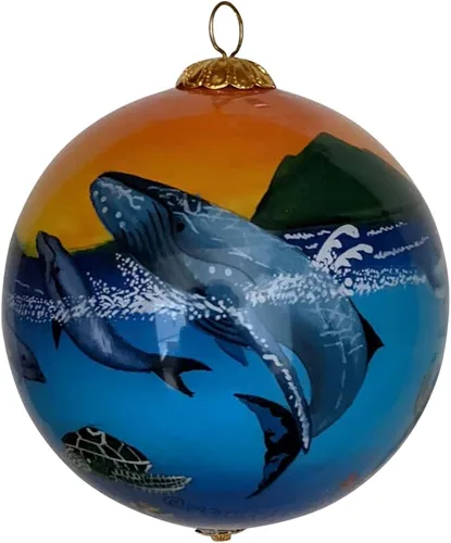 Miniatura 19 de Cornucopia Maui ornamento de Navidad de cristal pintado a mano con caja de regalo, recuerdo coleccionable CC/M