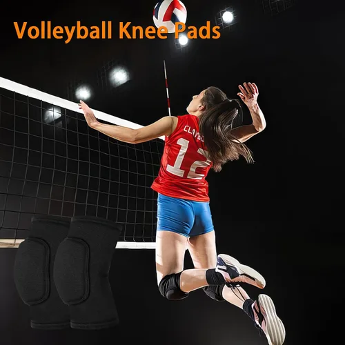 Miniatura 6 de Rodilleras de voleibol, 2 pares de rodilleras de voleibol para niñas, rodilleras para mujeres, jóvenes y niños, rodilleras negras suaves