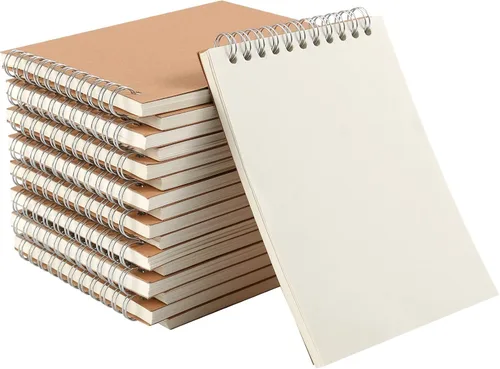 HOZEON 20 cuadernos de bocetos encuadernados en espiral superior tamaño A6, cubierta de cartón marrón kraft en blanco para animación, bocetos,