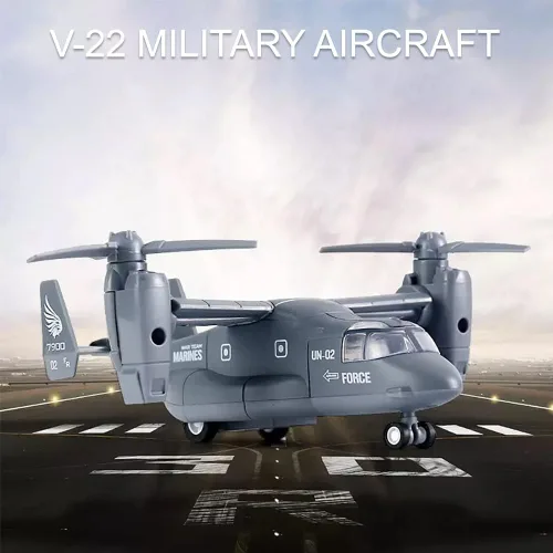 Miniatura 8 de Avión de helicóptero de transporte militar de metal fundido a presión - Modelo de aleación a escala 1:400, juguete de avión rotor gemelo, Tiltrotor