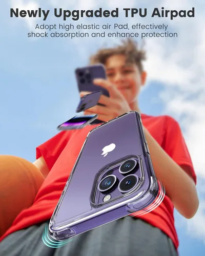 Miniatura 5 de Mkeke Funda transparente para iPhone 14 Pro, protección de grado militar, no amarillea, a prueba de golpes, de acrílico, para Apple iPhone 14 Pro