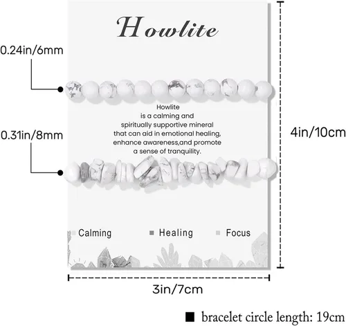 Miniatura 30 de Pulseras de cristal curativo para mujer, 2 pulseras de piedra natural de 0.236 pulgadas, pulseras elásticas de cuentas de cristal hechas a mano