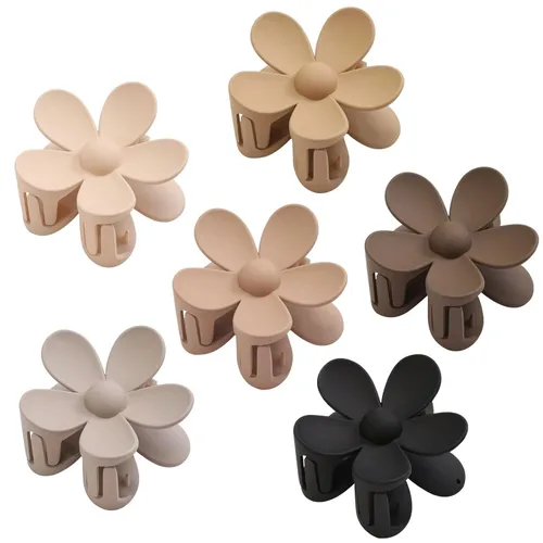 6 accesorios para el cabello de flores, pinzas de garra grandes mate, pinzas de pelo de margaritas para cabello grueso y fino, pinzas de sujeción