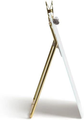 Miniatura 2 de U Brands Caballete de escritorio de cristal de borrado en seco, vidrio templado, soporte de metal dorado, clip extraíble (paquete de 2)
