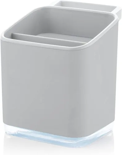 Minky Homecare Organizador de esponja para fregadero con bandeja extraíble, riel para paños y boquilla de drenaje, organizador de huellas pequeñas
